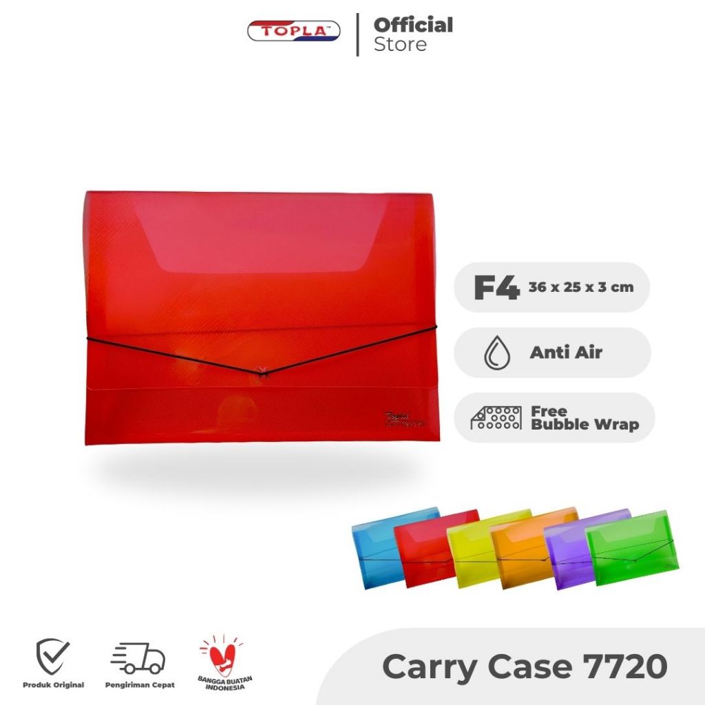 

Carry case 7720 tas wadah dokumen kertas kantoran dan sekolahan ukuran folio tebal 3 cm Topla