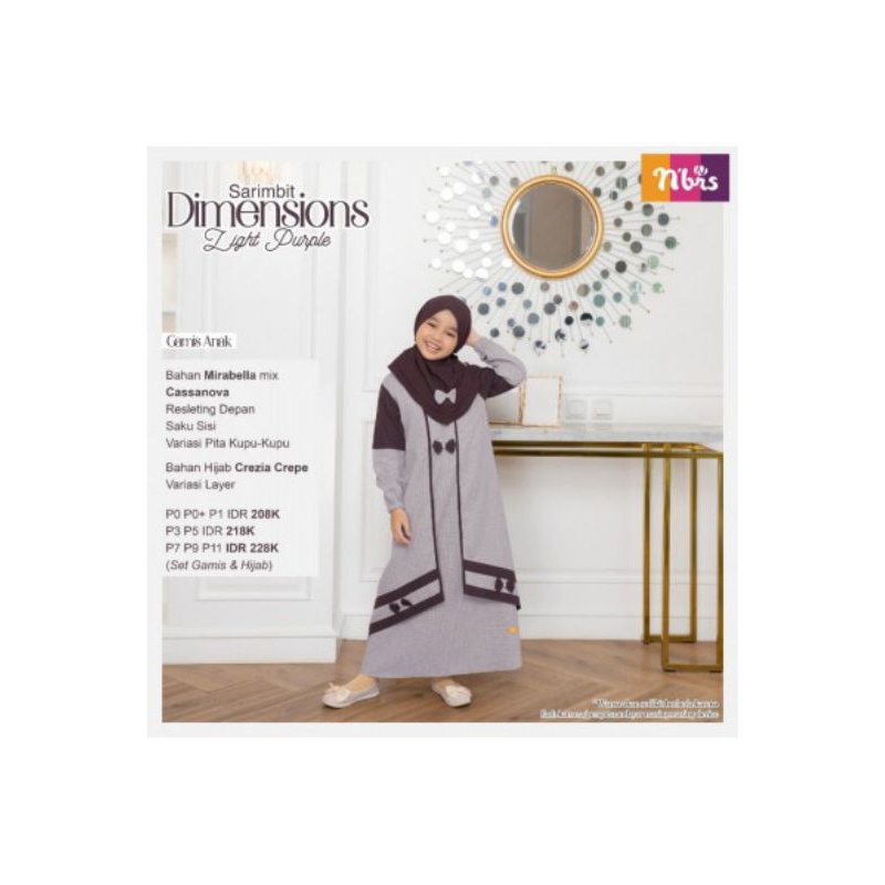 NIBRAS GAMIS ANAK DIMENSION LIGHT PURPLE SIZE P0+