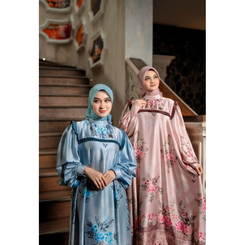 Shellasaukia Dress Set Hijab Flower Terbaru Gamis Syari Wanita Baju Kondangan Remaja Original Shella