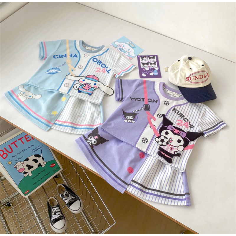 Setelan anak kuromi dan cinnamorol badeba / baju set kuromi anak/ baju setelan anak/ rok celana anak