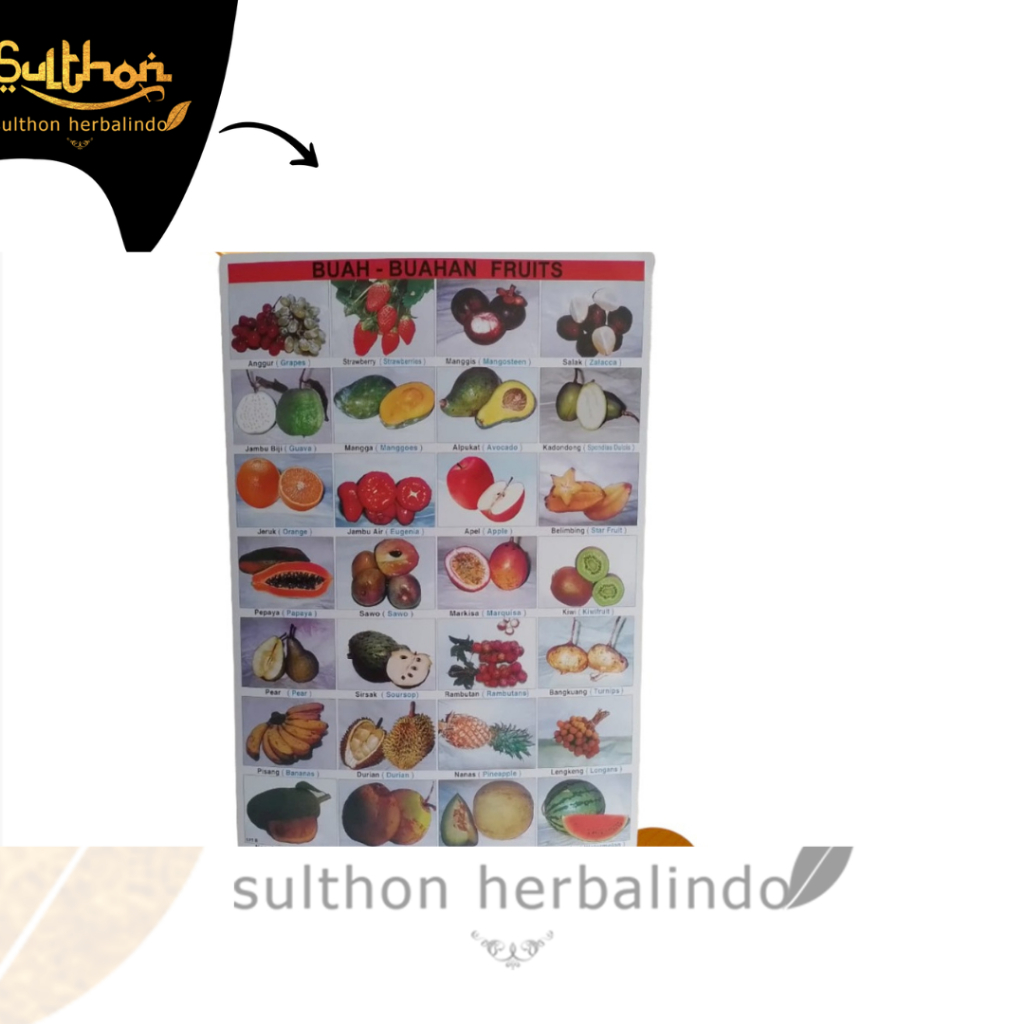 Poster Dinding Belajar Anak Buah - Buahan