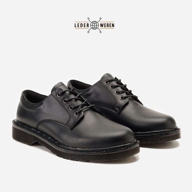 ART Q78W Lederweren  Leder Derby 2 Black  Sepatu Kulit Formal Pria