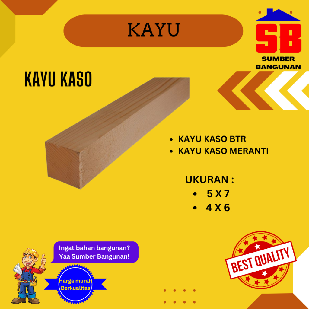 KAYU KASO 4X6 5X7 MERANTI FULL 4 METER 1 IKAT 6 BATANG - 1 BATANG