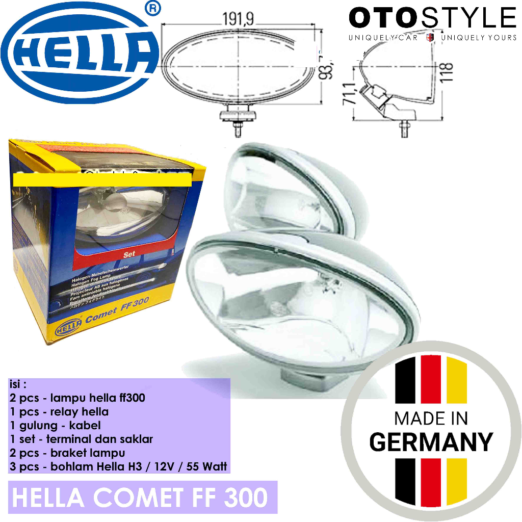 Hella Comet FF 300  original Germany - Lampu Hella - Lampu Tembak - Lampu Offroad - Lampu Mobil - La