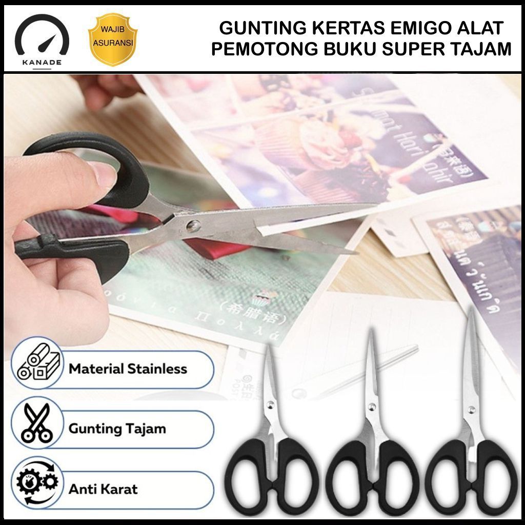 

Gunting Kertas Emigo 12CM Alat Pemotong Buku Super Tajam