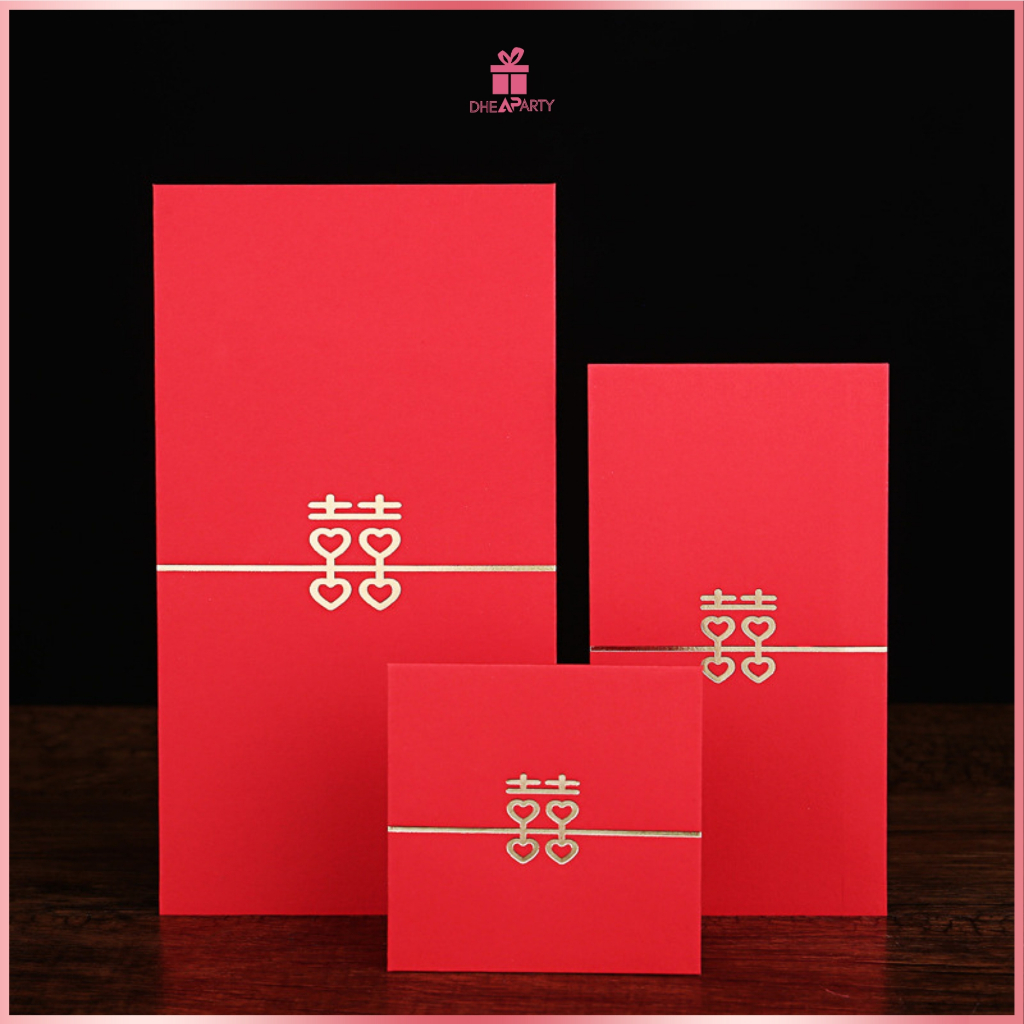 

DP AMPLOP MERAH SHUANG XI GOLD / ANGPAO SANGJIT / PERNIKAHAN LIST GOLD SHUANG XI WED12