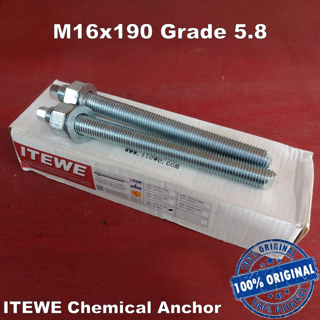 Angkur ITEWE M16x190 Grade 5.8 Chemical Angkur