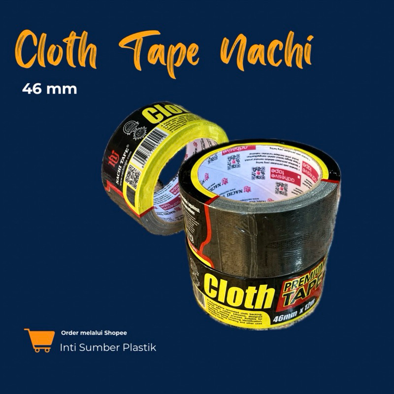 Lakban Kain Hitam Nachi/Cloth Tape Nachi/Premium Tape 46mm x 12m Kualitas Premium 100% Original