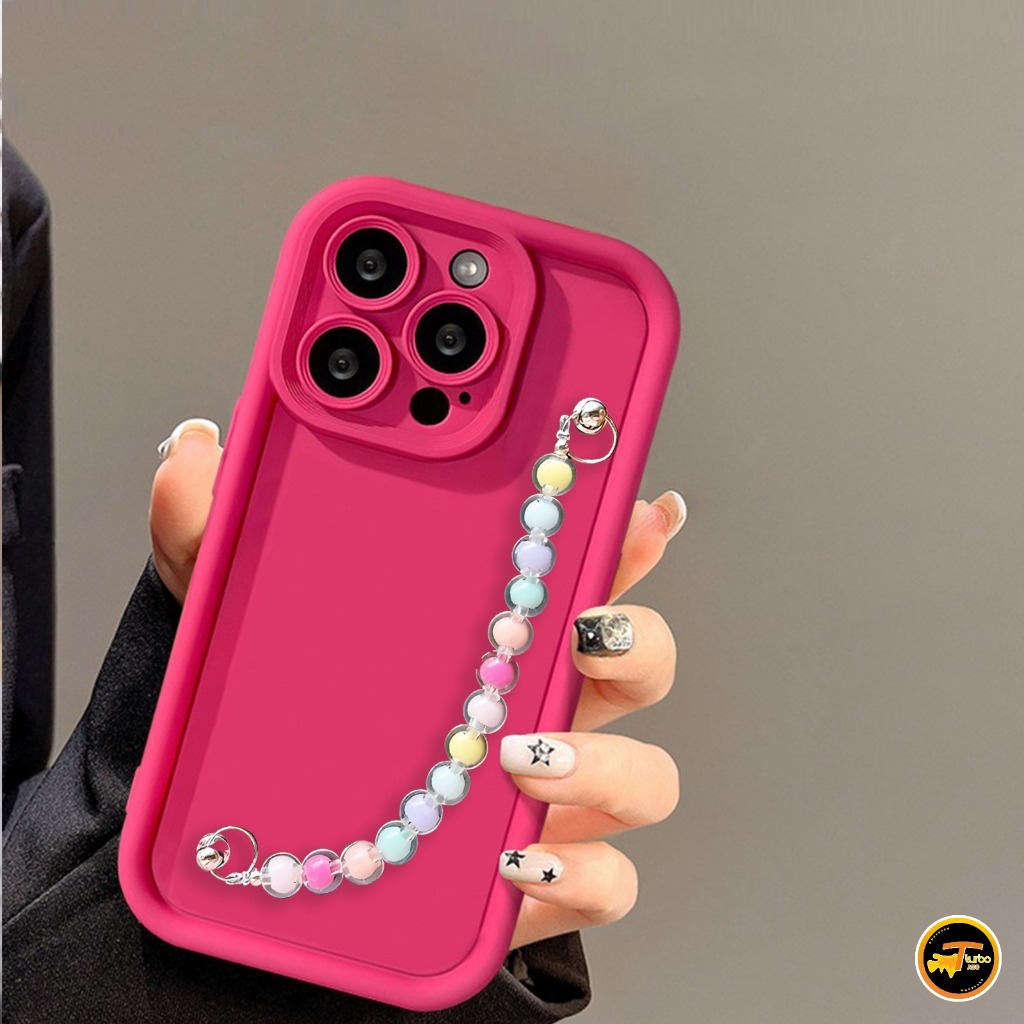 GC96 CASE CASING SILIKON MATTE ROSE FUSCHIA BEADS HANDGRIP - CASING HP COMPATIBLE FOR  XIAOMI REDMI 