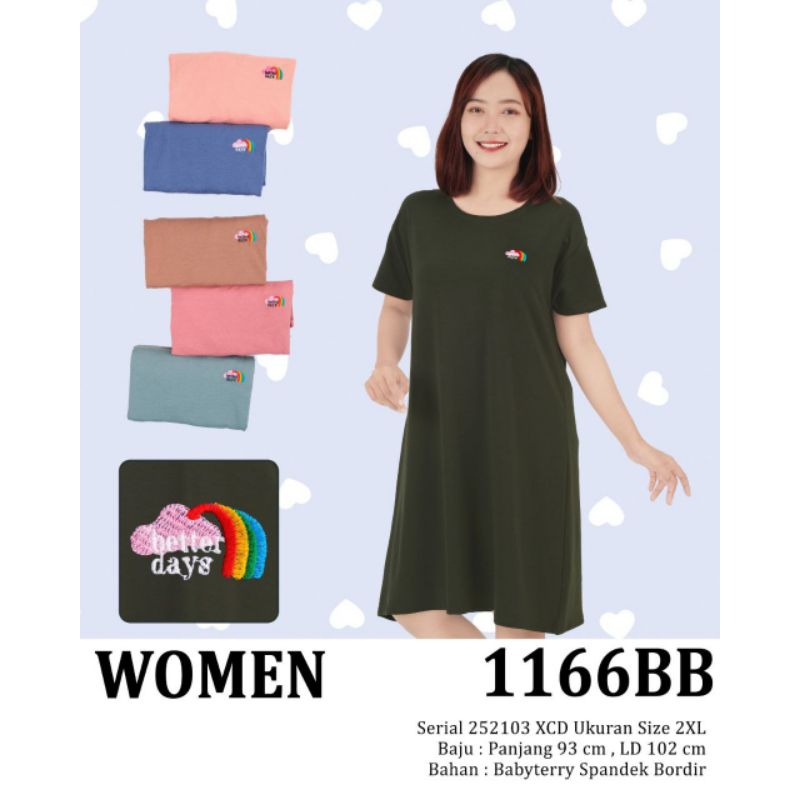 1166BS Dress SIZE 2XL daster Pendek wanita  Casual Lemone polos baby Terry Daster Rumahan