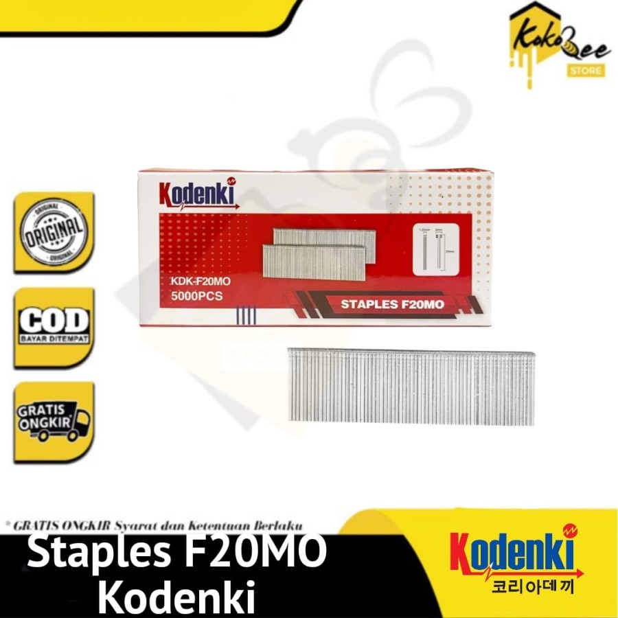 

KODENKI Isi Staples Air Nailer F20MO Isi 5000Pcs Refill Paku Tembak Angin Stapler Gun Angin - Isi Mesin Staples Paku Tembak F20 Refill Nail Gun 20mm Paku Lurus - Isi Mesin Staples Mata Paku Tembak Lurus Air Nailer Nail Gun Stapler Angin F20MO F 20 MO