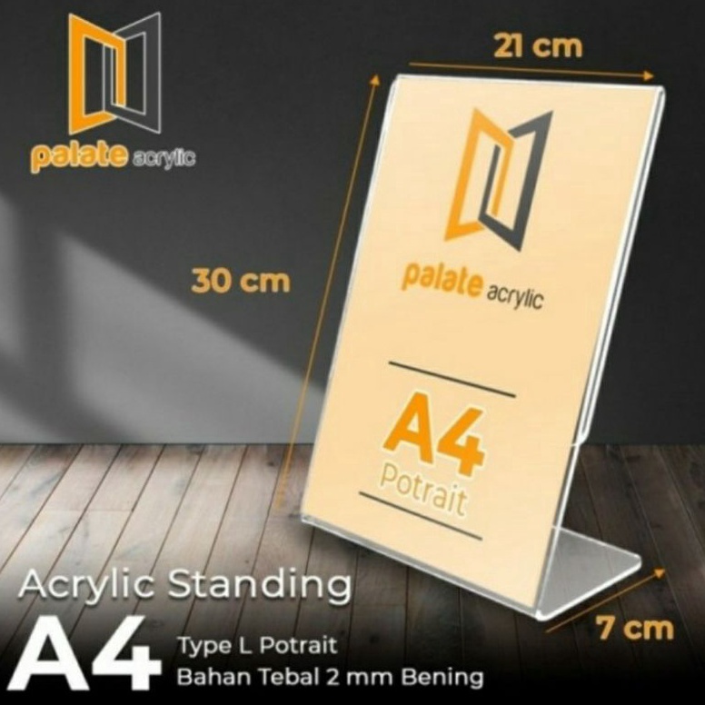 

KODE Q86Z Acrylic Akrilik tent card A4 21 x 3 cm model L Potrait tebal 2mm