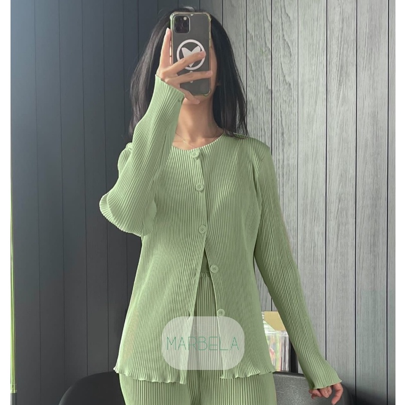 KODE 77 A 1 MBL Blouse Wavy Plisket Lidi  Cardigan Plisket