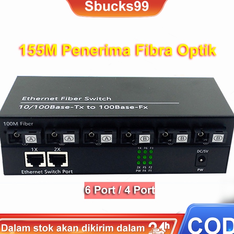 Modern Media Converter 6 Fo 2 Lan Suport Poe Fx Fiber Optic Optica Media Converter 6 Port FO 2 Port 