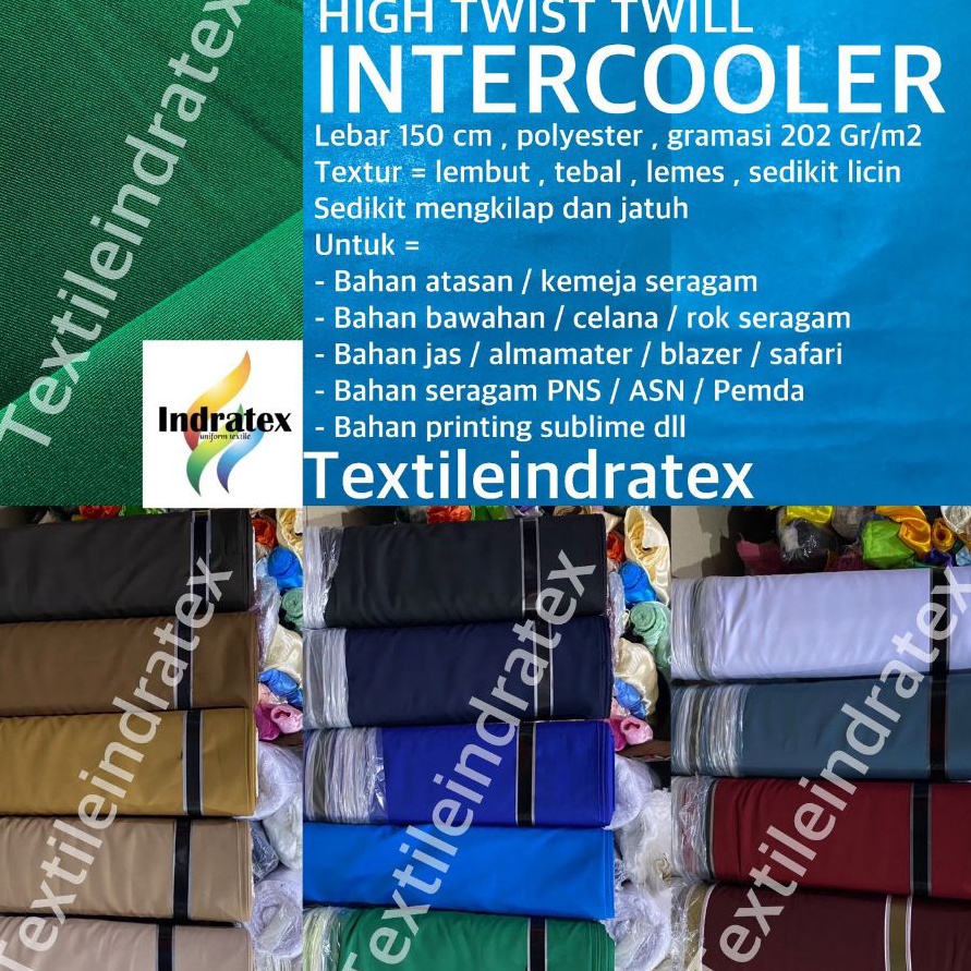 DiSkon   per 25 CM  kain twill drill polyester high twist INTERCOOLER lebar 15 cm eceran bahan setel