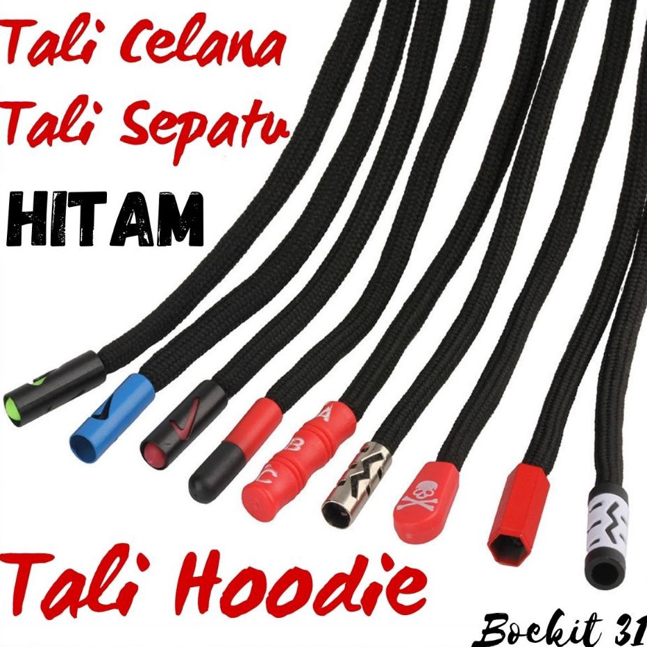 MEGA SALE Tali Hoodie HITAM Tali Celana Tali Sepatu Kwalitas Premium TALI HITAM