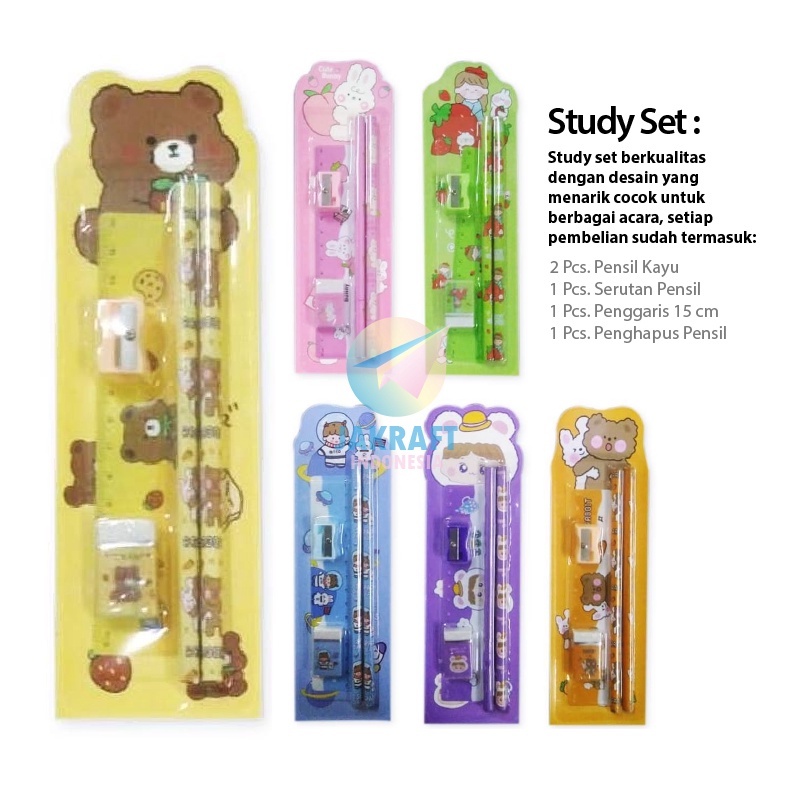 

BURUAN ORDER GAN 1 Set Paket Alat Tulis isi 5 Study Set Souvenir Sekolah Stationery Anak WJTZ5616