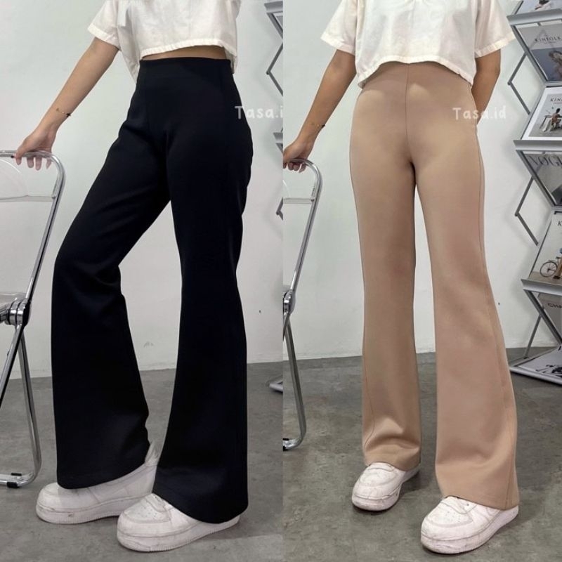 Tasa.id - Flare Pants - highwaist Flare Pants - Highwaist Kulot Cutbray Scuba