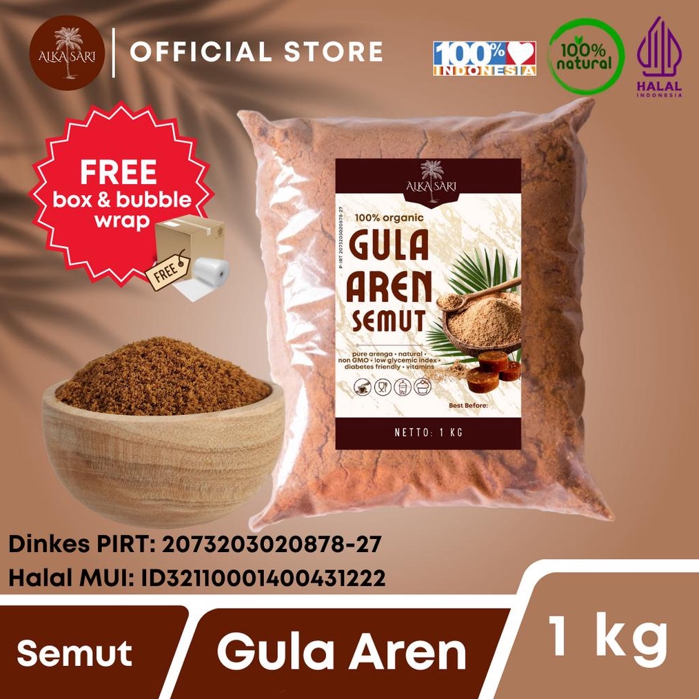 

Terlaris Gula Aren Semut Nira Aren Bubuk Organik Alka Sari 1Kg