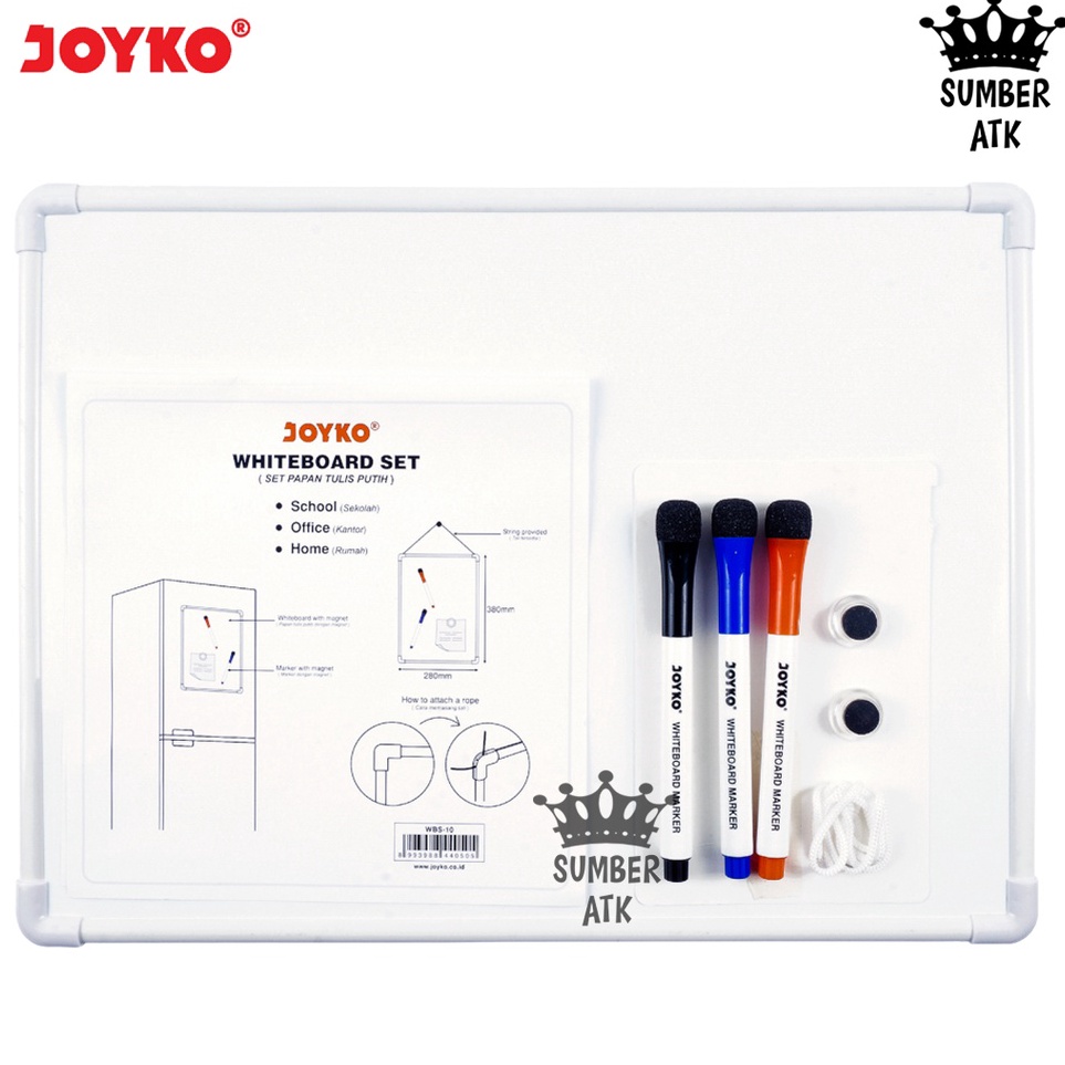 

Whiteboard Set Papan Tulis Putih Joyko WBS1