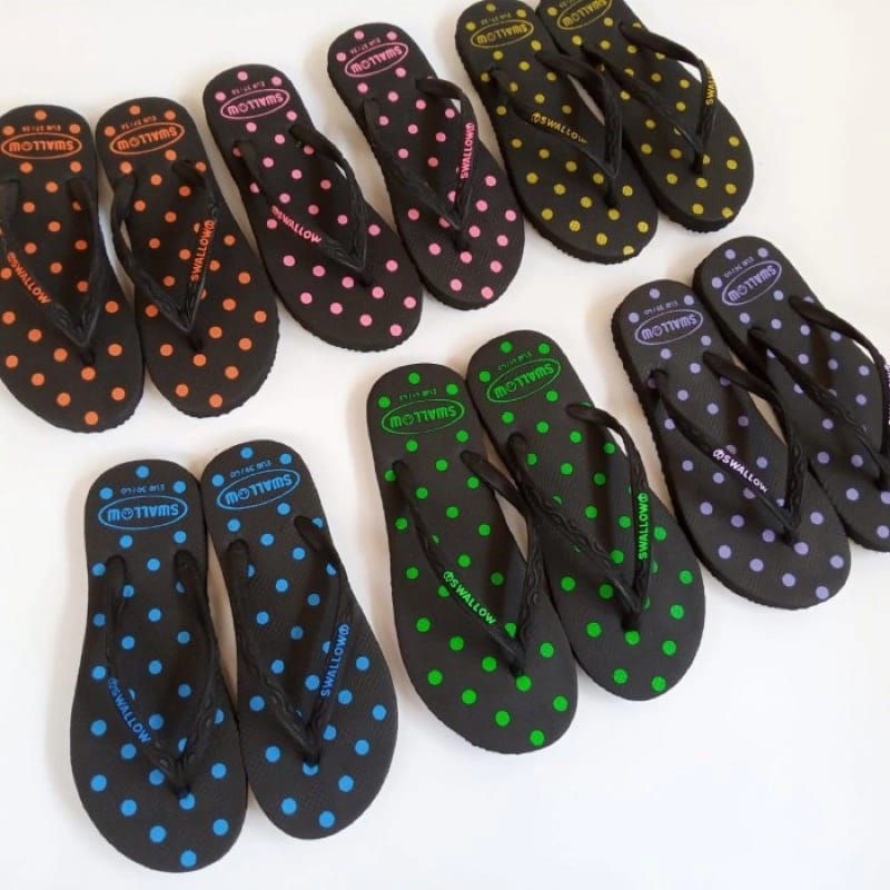 SANDAL JEPIT SWALLOW BLACK POLKADOT ORIGINAL