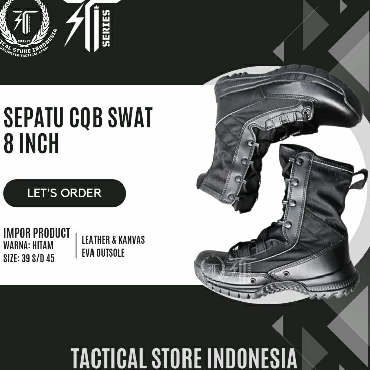 COD Sepatu PDL Tactical CQB Swat OriginalAsli IMPOR  FULL BLACK  HITAM