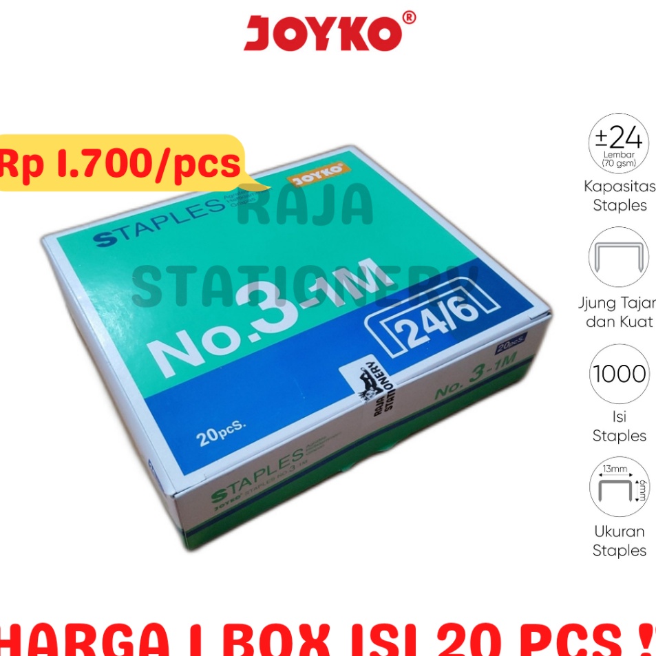 

Ready JOYKO STAPLES NO3 ISI STEPLER BESAR HEKTER JOYKO NO31M 2PCS