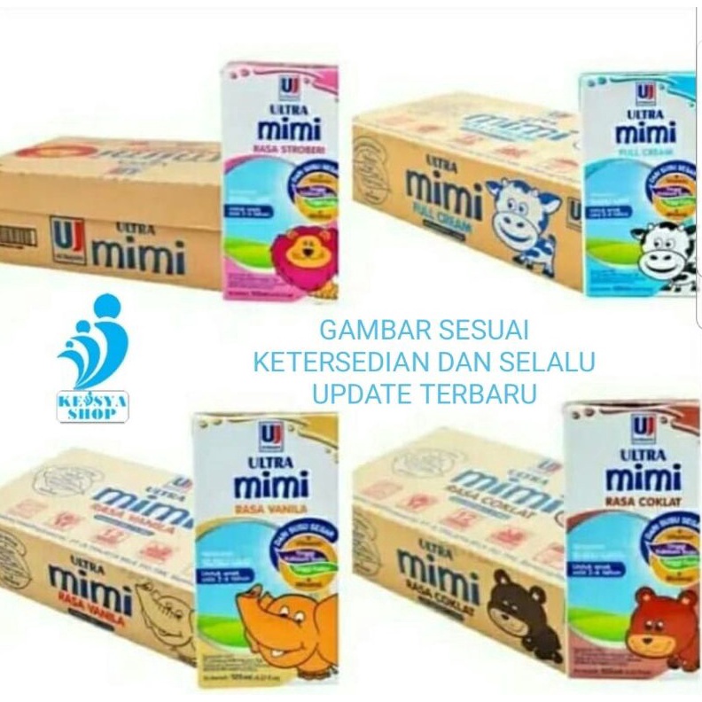 

Termurah Ultra Mimi UHT 125mL 4 pcs 1 karton Cokelat Full Cream Strawberry Vanila