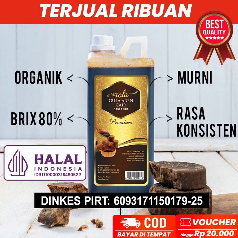 

Termurah Mola Gula Aren Cair Premium Organik 1 liter