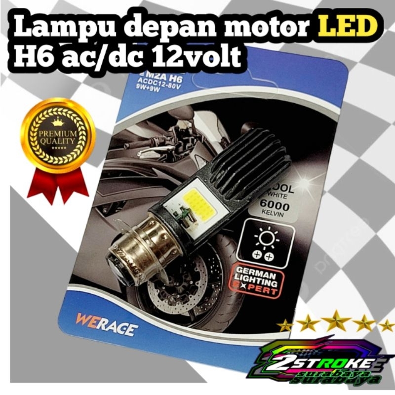 DOP BOHLAM LAMPU DEPAN UTAMA MOTOR LED PUTIH BEBEK/MATIC H6 KAKI 1 ICC AC/DC BEAT VARIO SPACY GRAND 