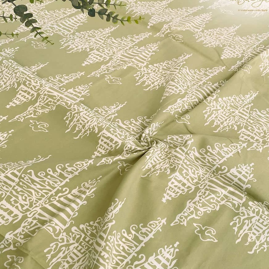 KODE 77 Kain Batik Cap Warna Sage Green