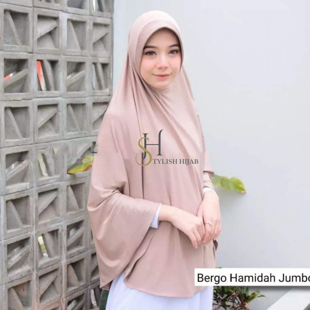 Hijab Khimar Bergo  Jumbo XL Spandek Jersey | Jilbab Bergo Simple Pad XL Spandek Jersey | Kerudung U
