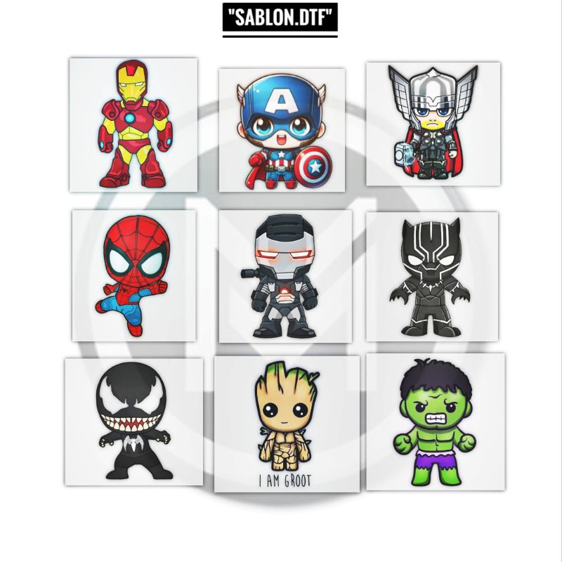 

Logo Sablon Strika Gambar Karakter Superhero Lucu Sablon DTF Sablon Setrika Berkualitas Premium Tahan Lama