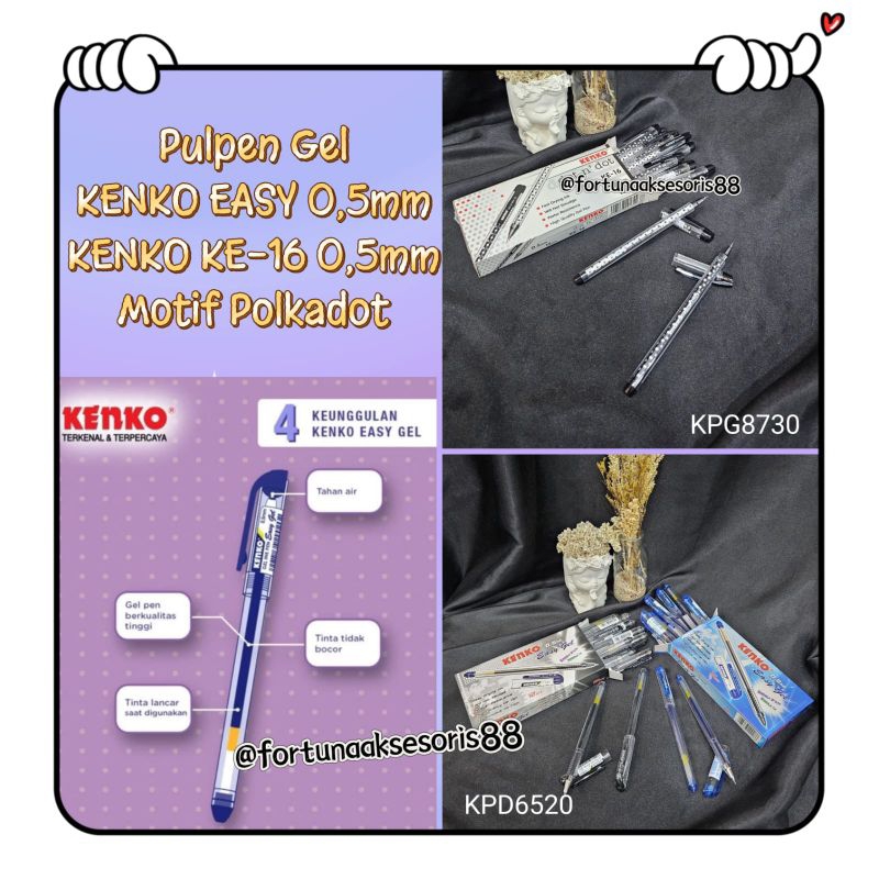 

PULPEN KENKO GEL KE-16 POLKADOT 0,5MM / PULPEN KENKO EASY GEL 0,5MM / PEN KENKO GEL / PENA KENKO HITAM BIRU / KENKO BALLPOINT / KPD652030