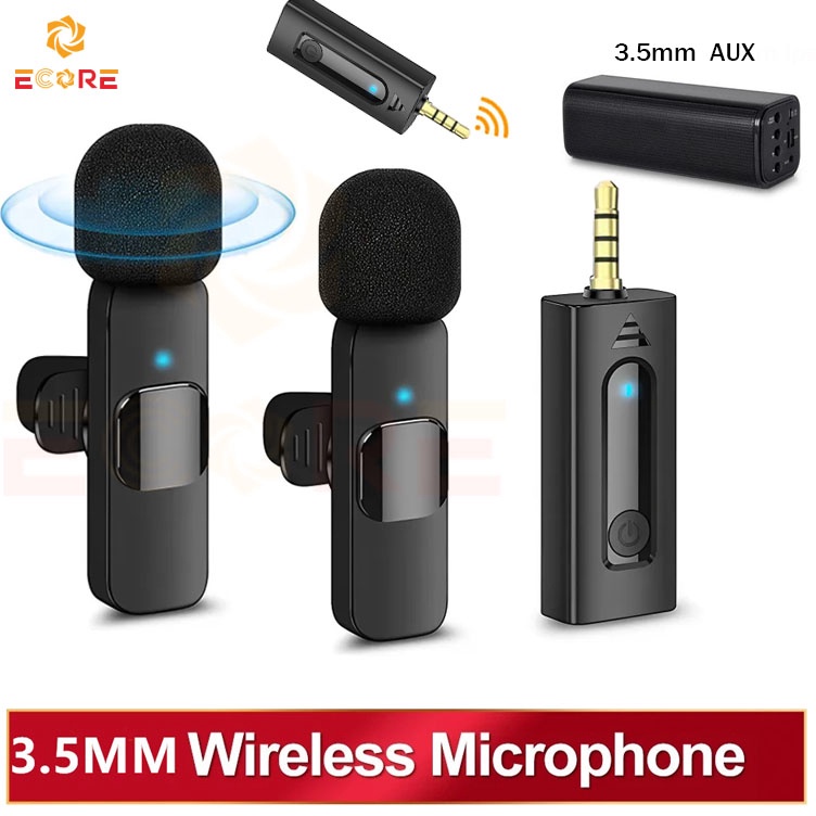Hot Sale Ecore Mic Wireless 35mm Lavalier Mikrofon Siaran HP Microphone Wireless Pengurangan Kebisin