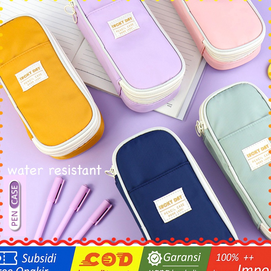 

Teknologi Terkini TXS1 Pen Pencil Case Kotak Tempat Pensil LUCKY DAY Water Resistant Macaron Color TKM