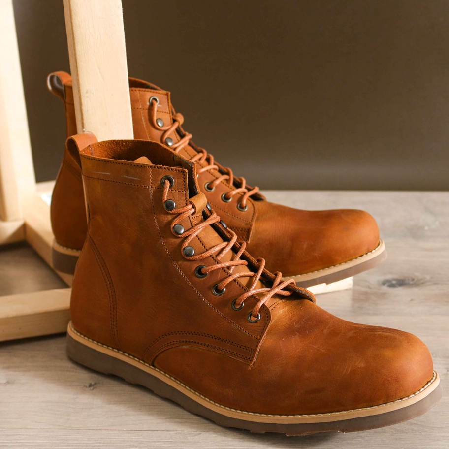 DISKON sepatu boot kulit asli sepatu pria sepatu touring sepatu pdh pdl sepatu caterpillar style jag