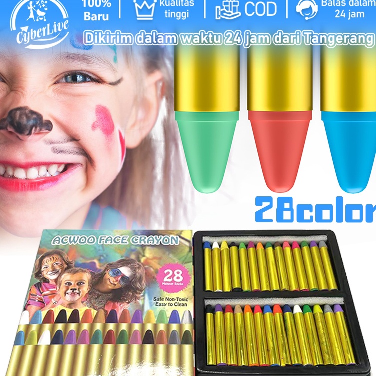 

Crayon Face Painting Anak 28 Warna Set Wajah Body Paint Halloween Krayon