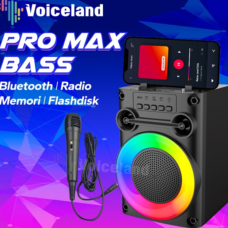 Promo PRO MAX BASSSpeaker Bluetooth Karaoke Polytron Super Bass 4 Inci Protable Wireless Salon Aktif