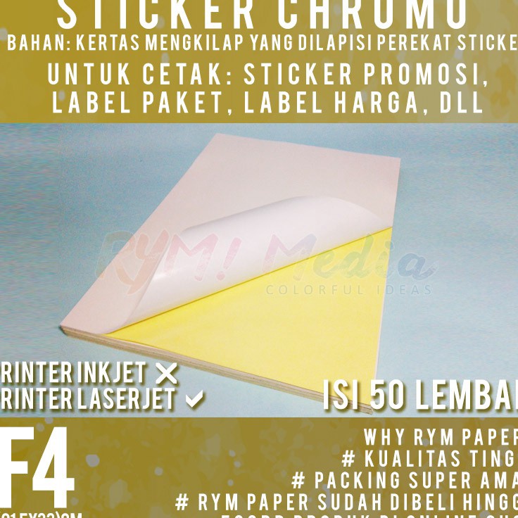 

Baru Sticker Chromo F4 isi 5 lembar Kes Stiker Glossy Mengkilap Folio