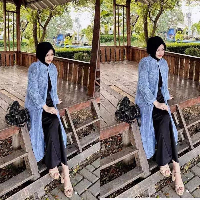 Long tunik outer brokat outer kondangan brokat bordir