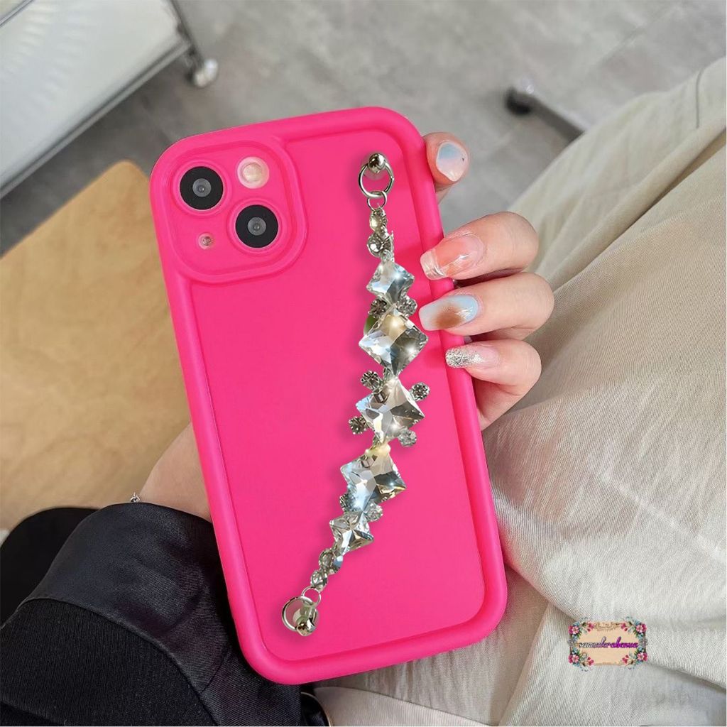GC97 CASE CASING SILIKON MATTE ROSE FUSCHIA DIAMOND HANDGRIP – CASING HP COMPATIBLE FOR XIAOMI REDMI