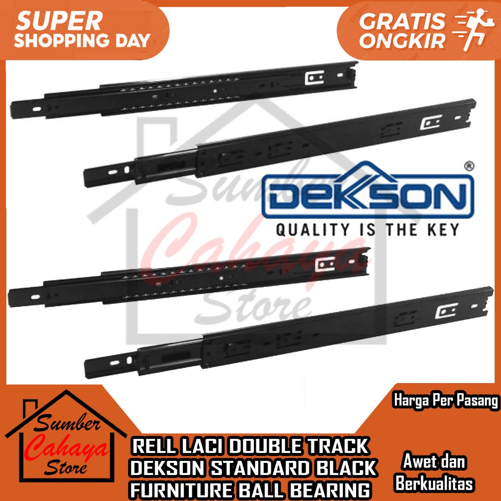 REL LACI DOUBLE TRACK DEKKSON FBB STANDARD BLACK FURNITURE BALL BEARING DEKSON REL GESER SLIDING SLE