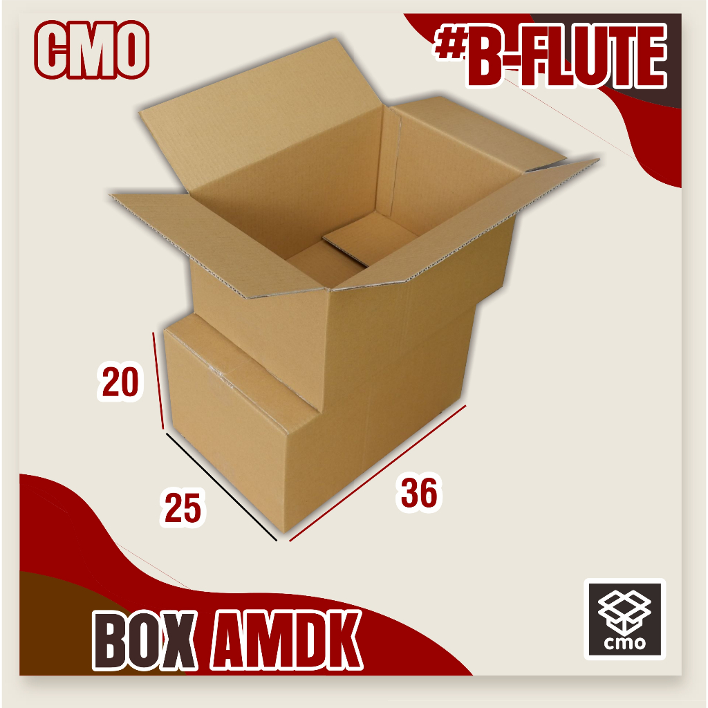 

Custom Sablon box amdk coklat 220ml | 36x25x20 cm 100pcs + SABLON 1 WARNA