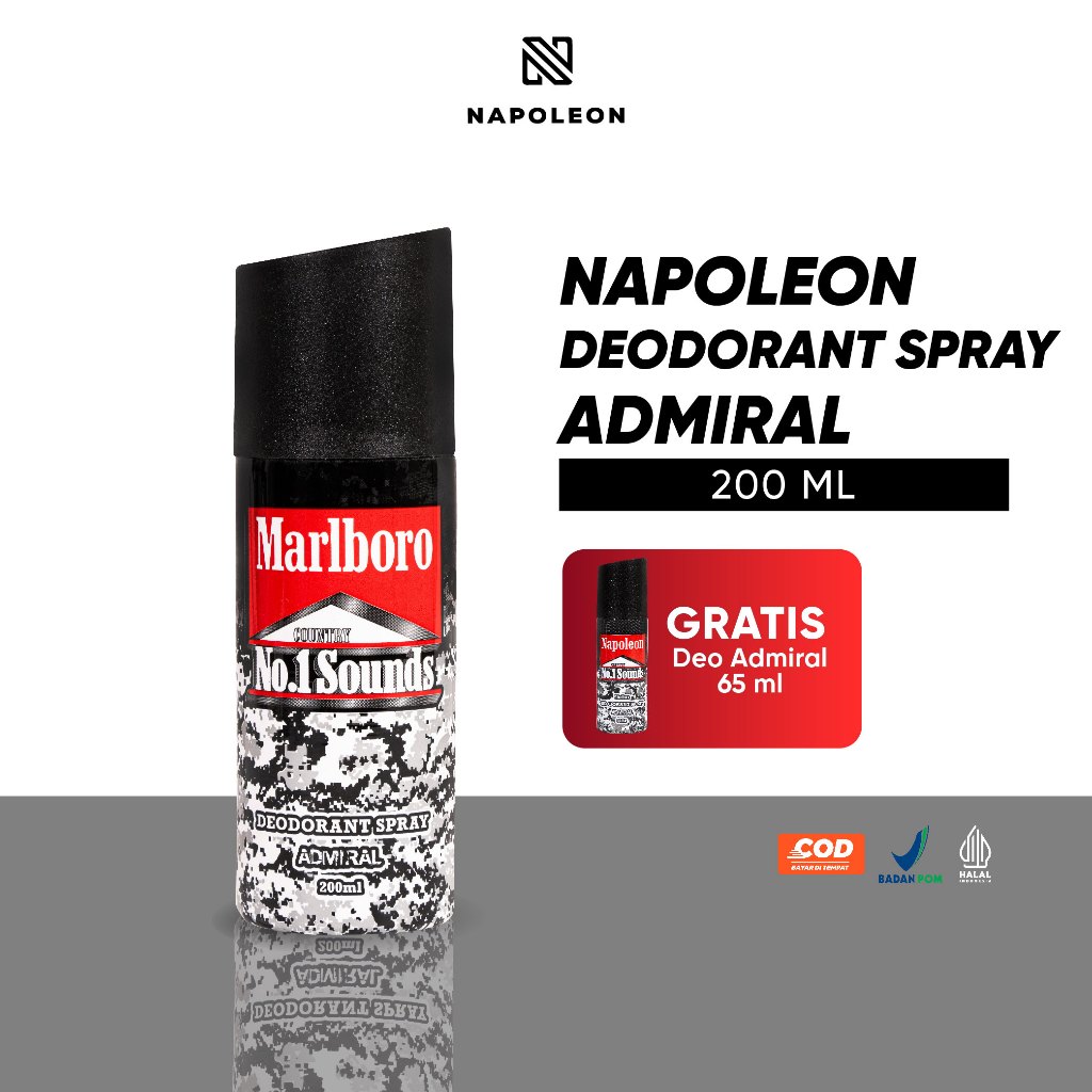 (GRATIS DEODORANT 65 ML) MARLBORO Deodorant Spray Admiral Army 200 ML