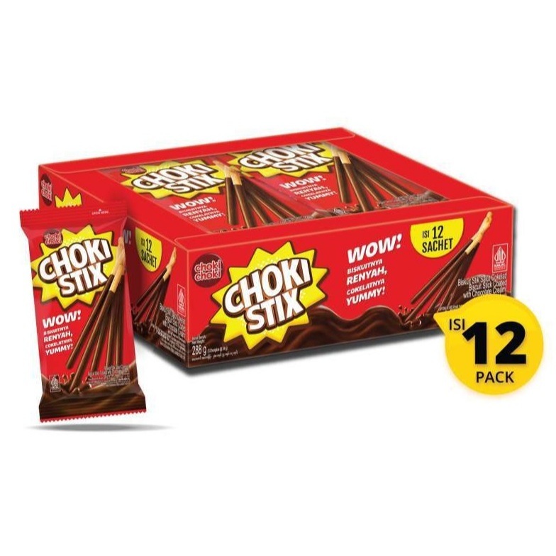 

{ Perbox isi 12 } Choki Choki Stix Biskuit Stik Salut Cokelat isi 12 @24gr