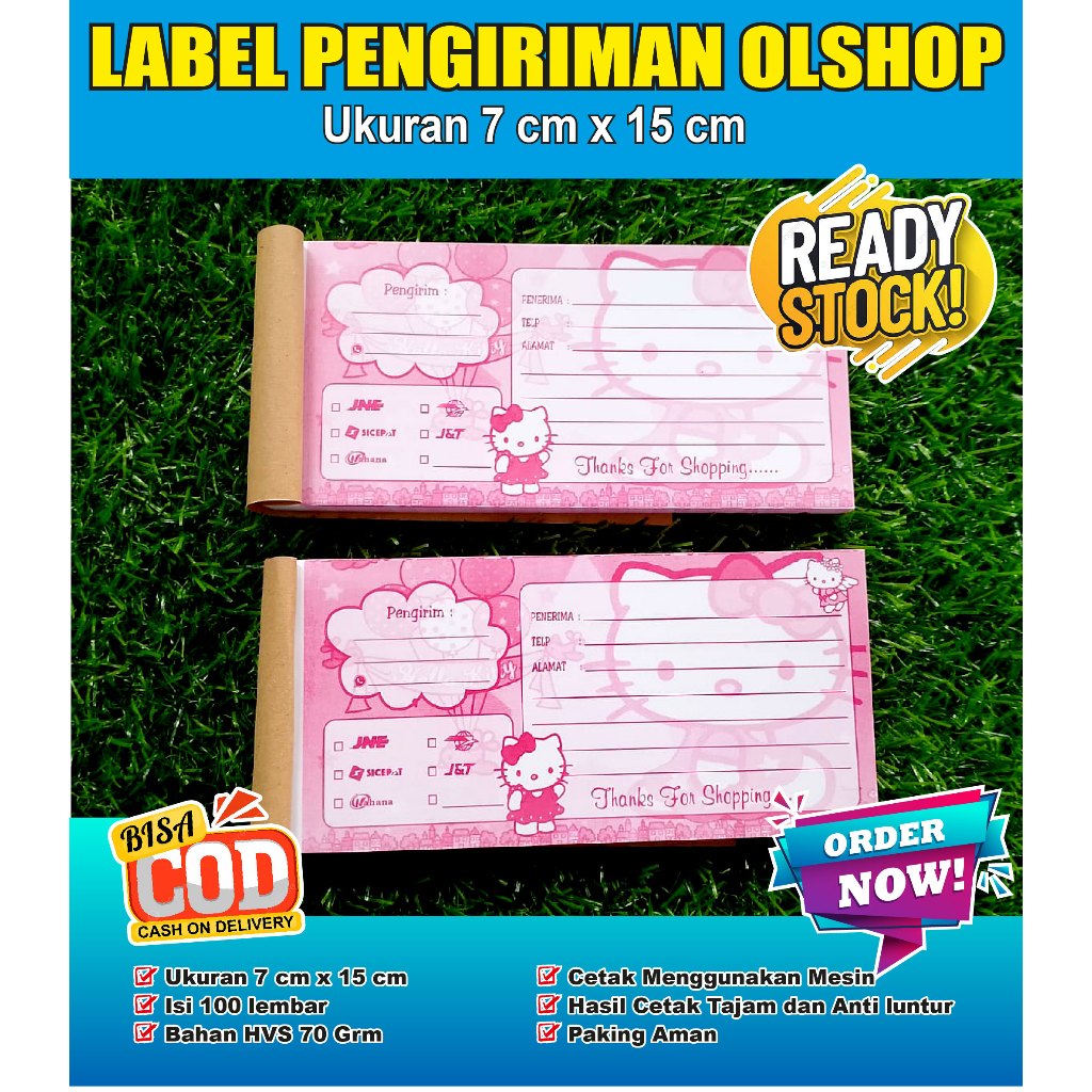 

LABEL PENGIRIMAN MURAH ISI 100 LEMBAR MOTIF HELLO KITTY