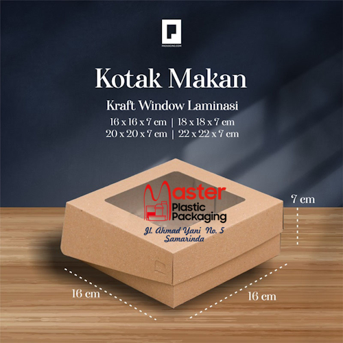 

Box / Dus Kraft Laminasi 16x16x7/ Dus Kue / Dus Nasi Catering Jendela - 10 Pcs