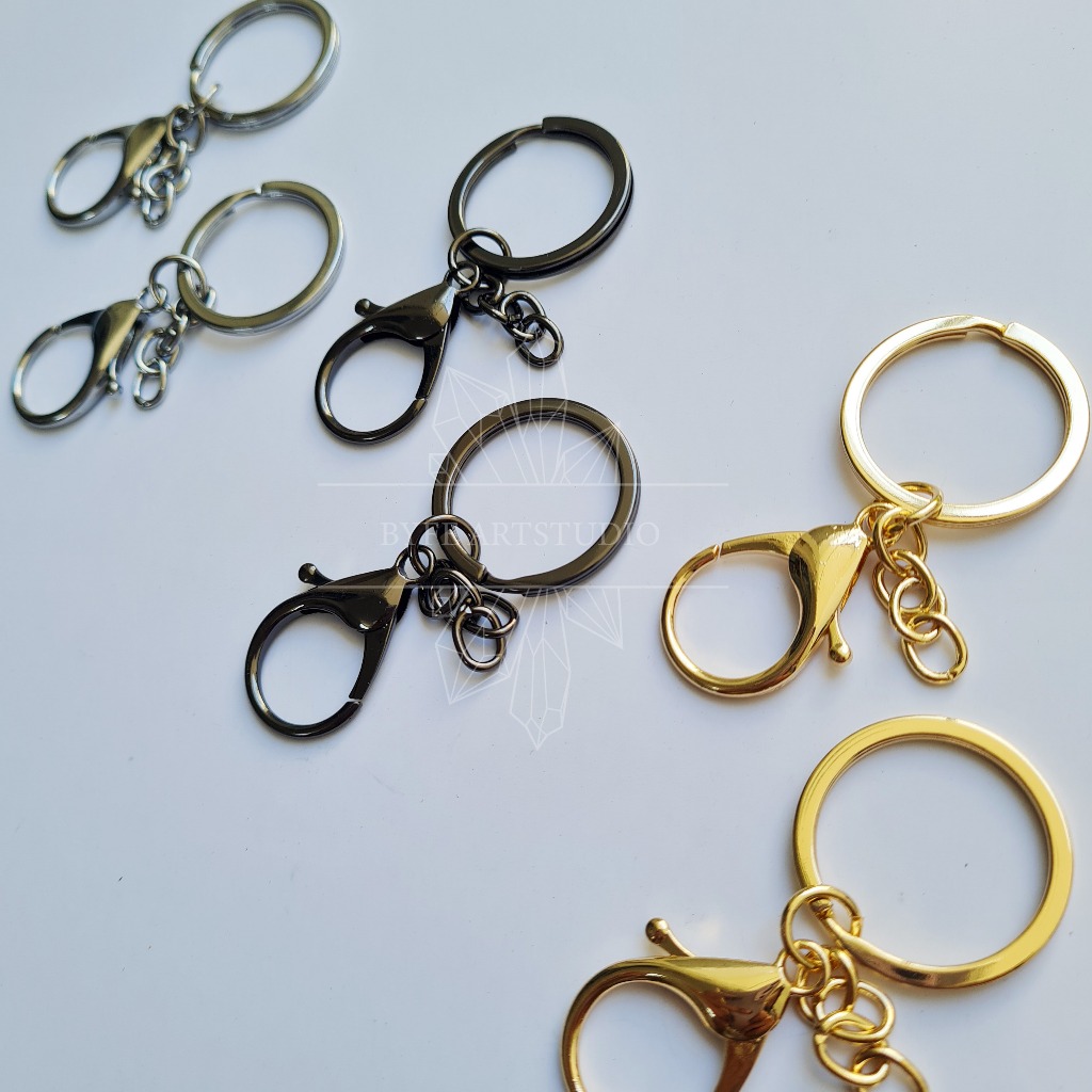 Keychain Ring Gantungan Kunci Kokot Udang (lobster clasp) Mengkilap