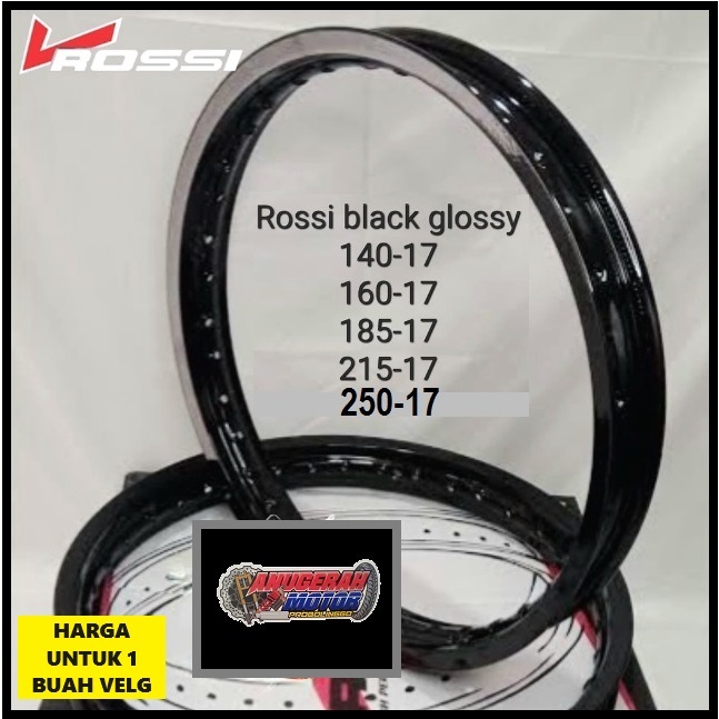 VELG ROSSI WM HITAM KILAP RING 17 140, 160, 185, 215, 250